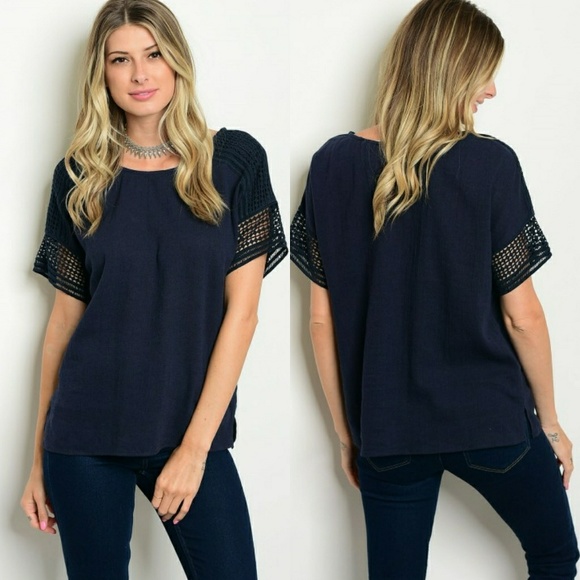 Tops - Navy Blue linen top